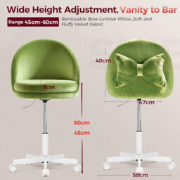 Comhoma Vanity Desk Chair Dressing Table Chairs Swivel Height Adjustable Chair, Velvet, Green - thumbnail 2