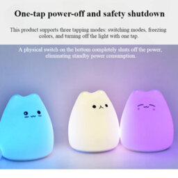 Amorly Silicone Cat Night Light,rechargeable Tap Controlled 7 Color Dimmable Led Lamp, Portable Baby Nightlight For Nursery Bedroom Gifts - thumbnail 5
