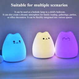 Amorly Silicone Cat Night Light,rechargeable Tap Controlled 7 Color Dimmable Led Lamp, Portable Baby Nightlight For Nursery Bedroom Gifts - thumbnail 6