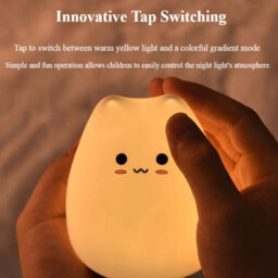 Amorly Silicone Cat Night Light,rechargeable Tap Controlled 7 Color Dimmable Led Lamp, Portable Baby Nightlight For Nursery Bedroom Gifts - thumbnail 2