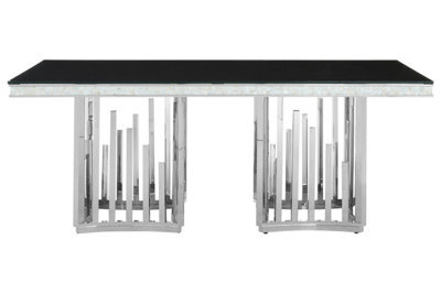 Orsina Stylish Silver Finish Dining Table, Modern Design Small Dining Table, Durable Kitchen Table For Dinner - image 1