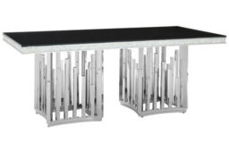 Orsina Stylish Silver Finish Dining Table, Modern Design Small Dining Table, Durable Kitchen Table For Dinner - thumbnail 2