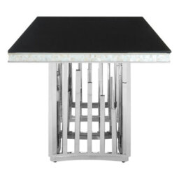 Orsina Stylish Silver Finish Dining Table, Modern Design Small Dining Table, Durable Kitchen Table For Dinner - thumbnail 3