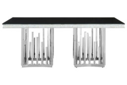 Orsina Stylish Silver Finish Dining Table, Modern Design Small Dining Table, Durable Kitchen Table For Dinner - thumbnail 1
