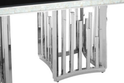 Orsina Stylish Silver Finish Dining Table, Modern Design Small Dining Table, Durable Kitchen Table For Dinner - thumbnail 5