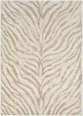 Livabliss City-Animal Print Beige Grey Taupe Boho Zebra Pattern Living Dining Bedroom Rug 120 X 170 Cm Easy Care, Non Shedding - image 1
