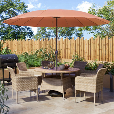 GoodHome Elos Beige Rattan Effect 6 Seater Dining Set - image 1