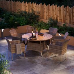 GoodHome Elos Beige Rattan Effect 6 Seater Dining Set - thumbnail 2