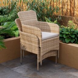 GoodHome Elos Beige Rattan Effect 6 Seater Dining Set - thumbnail 3