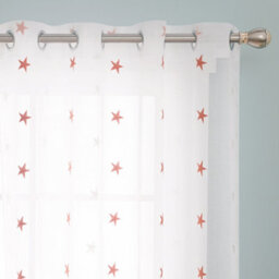Deconovo Eyelet Faux Linen Net Curtainsvoile Curtains Soft Semi Sheer Curtains 55 X 54 Drop Inch Orange 1 Pair - thumbnail 2