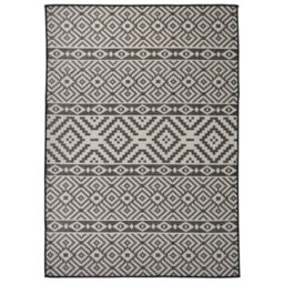 Berkfield Durable Outdoor Flatweave Rug 120X170 Cm Black Stripes - thumbnail 2