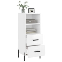 Berkfield Sideboard High Gloss White 34.5X34X90 Cm Engineered Wood - thumbnail 4