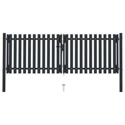 Berkfield Double Door Fence Gate Steel 306X175 Cm Anthracite - image 1