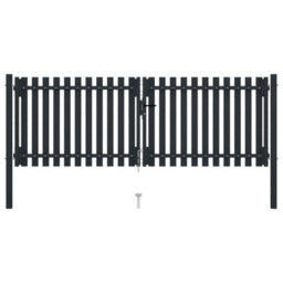 Berkfield Double Door Fence Gate Steel 306X175 Cm Anthracite - thumbnail 3
