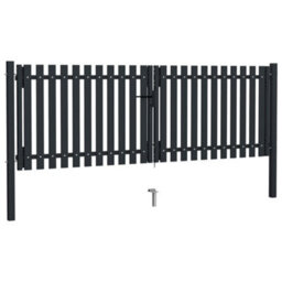 Berkfield Double Door Fence Gate Steel 306X175 Cm Anthracite - thumbnail 2