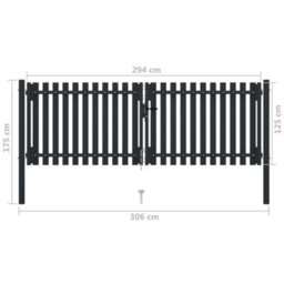 Berkfield Double Door Fence Gate Steel 306X175 Cm Anthracite - thumbnail 6