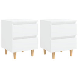Berkfield Bed Cabinets With Solid Pinewood Legs 2 Pcs White 40X35X50 Cm - thumbnail 2