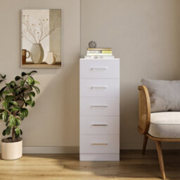Seconique Dakota 5 Drawer Narrow Chest Of Drawers White - thumbnail 9