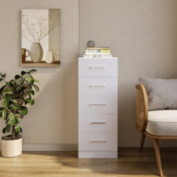 Seconique Dakota 5 Drawer Narrow Chest Of Drawers White - thumbnail 1