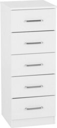 Seconique Dakota 5 Drawer Narrow Chest Of Drawers White - thumbnail 2