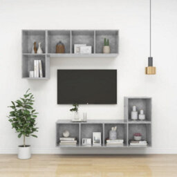 Berkfield Wall-Mounted Tv Cabinet Concrete Grey 37X37X72 Cm Engineered Wood - thumbnail 8