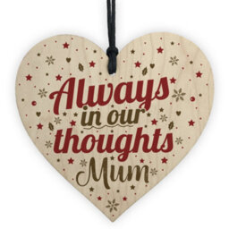 Red Ocean Mum Memorial Christmas Tree Bauble Wooden Hanging Heart Xmas Decoration Sign - thumbnail 1
