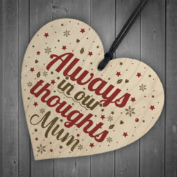 Red Ocean Mum Memorial Christmas Tree Bauble Wooden Hanging Heart Xmas Decoration Sign - thumbnail 6