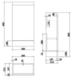Affine Gloss Grey Floor Standing 400mm Slim Vanity Unit Basin Sink Cloakroom Bathroom - thumbnail 9