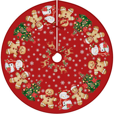 CLEFFNS Christmas Gingerbread Man Tree Skirt Holiday Party Traditional Xmas Tree Mat Ornaments Tree Skirt For Christmas Decoration 36 Inch