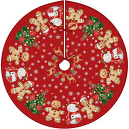 CLEFFNS Christmas Gingerbread Man Tree Skirt Holiday Party Traditional Xmas Tree Mat Ornaments Tree Skirt For Christmas Decoration 36 Inch - thumbnail 1