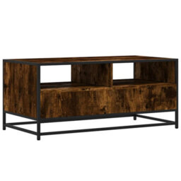 Berkfield Coffee Table Smoked Oak 100X50X45 Cm Engineered Wood And Metal - thumbnail 7