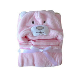 Woodside Home Living Hooded Baby Blanket - Pink Teddy Bear