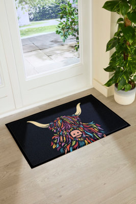 Artsy Doormats Highland Cow Colour Indoor Outdoor Doormat