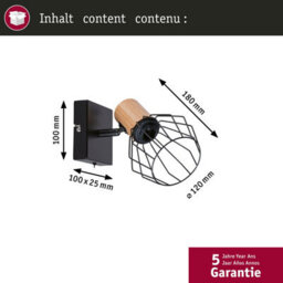 Paulmann 66766 Spotlight Lanke 1-Lamp Max. 1X20W Ceiling Luminaire Black/wood Spot Metal E14 - thumbnail 4