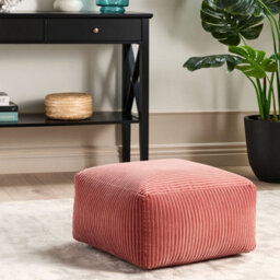 Wyld And Coco Light Red Corduroy Pouffe - Eps Beads Filling, 50 X 50 X 30 Cm - thumbnail 2