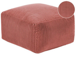 Wyld And Coco Light Red Corduroy Pouffe - Eps Beads Filling, 50 X 50 X 30 Cm - thumbnail 3
