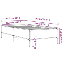 Berkfield Bed Frame Without Mattress Grey Sonoma 100X200 Cm - thumbnail 9