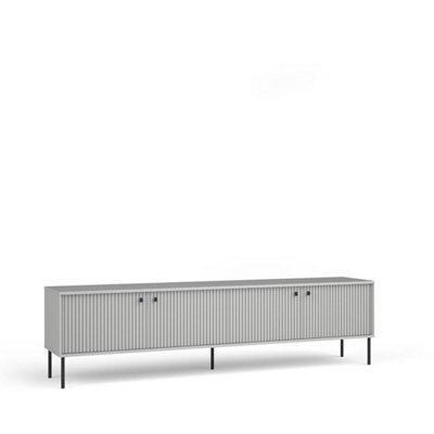 Arte Extra-Wide Grey Tv Cabinet 207Cm - Black Metal Accents & Cable Management For Contemporary Living Spaces - image 1