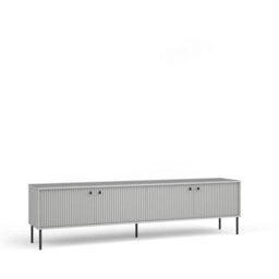 Arte Extra-Wide Grey Tv Cabinet 207Cm - Black Metal Accents & Cable Management For Contemporary Living Spaces - thumbnail 1