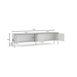 Arte Extra-Wide Grey Tv Cabinet 207Cm - Black Metal Accents & Cable Management For Contemporary Living Spaces - thumbnail 3