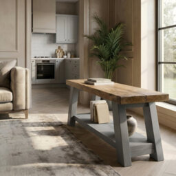 L150Xw30Xh40 Rome Grey Solid Wood Chunky Tv Unit / Bench - thumbnail 3