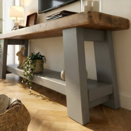 L150Xw30Xh40 Rome Grey Solid Wood Chunky Tv Unit / Bench - thumbnail 5