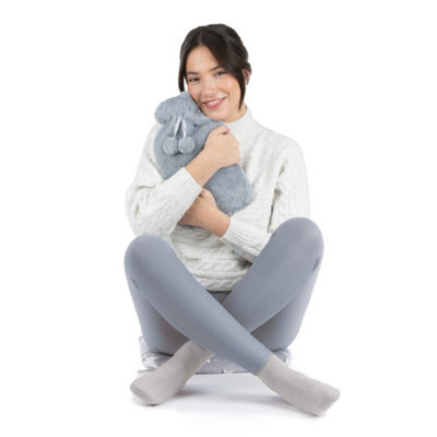 Livivo Luxury Hot Water Bottle With Plush Faux Fur Cover - Grey/2L - image 1