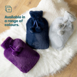 Livivo Luxury Hot Water Bottle With Plush Faux Fur Cover - Grey/2L - thumbnail 7