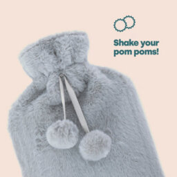 Livivo Luxury Hot Water Bottle With Plush Faux Fur Cover - Grey/2L - thumbnail 5