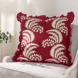Paoletti Montrose Floral Cotton Fringed Feather Filled Cushion - thumbnail 6
