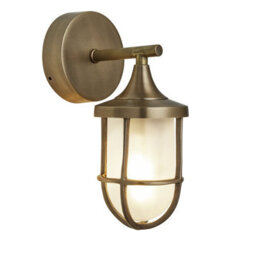 Industville Harbour Outdoor & Bathroom Wall Light - Brass, Frosted - thumbnail 4