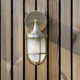 Industville Harbour Outdoor & Bathroom Wall Light - Brass, Frosted - thumbnail 3