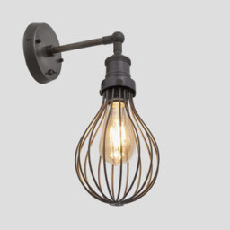 Industville Brooklyn Balloon Cage Wall Light, 6 Inch, Pewter, Pewter Holder - thumbnail 2