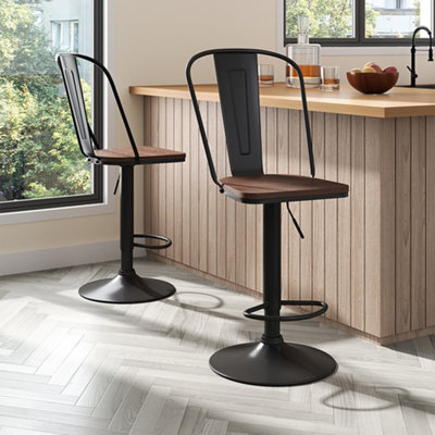 Thehotsale 2Pcs Swivel Height Adjustable Bar Chairs Stools With Backrest For Breakfast Bar, Counter, Kitchen And Home Barstoolsin - image 1